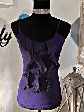 The Limited Purple Ruffled Spaghetti Strap Tank Top Size XS